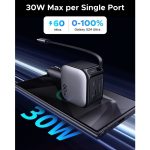 მანქანის დამტენი UGREEN EC602 (55212B) Nexode, 60W, Car Charger With Retractable Type-C Cable, Grey - Image 2