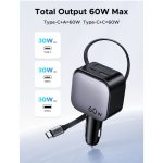 მანქანის დამტენი UGREEN EC602 (55212B) Nexode, 60W, Car Charger With Retractable Type-C Cable, Grey - Image 7