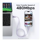 USB კაბელი UGREEN Uno L509 (65216), 100W, Type-C to Type-C Fast Charging Cable, 2M, Purple - Image 4