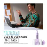 USB კაბელი UGREEN Uno L509 (65216), 100W, Type-C to Type-C Fast Charging Cable, 2M, Purple - Image 5