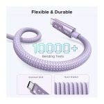 USB კაბელი UGREEN Uno L509 (65216), 100W, Type-C to Type-C Fast Charging Cable, 2M, Purple - Image 7