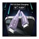 USB კაბელი UGREEN Uno L509 (65216), 100W, Type-C to Type-C Fast Charging Cable, 2M, Purple - Image 2