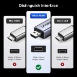 ადაპტერი UGREEN HD182 (65593), 8K Micro HDMI to HDMI Cable, 20cm, Grey/Black - Image 6