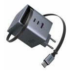 მობილურის დამტენი UGREEN X616 (65828), 100W, GaN Fast Charger with Retractable Cable, Grey - Image 3