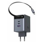 მობილურის დამტენი UGREEN X616 (65828), 100W, GaN Fast Charger with Retractable Cable, Grey - Image 2
