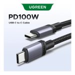 USB კაბელი UGREEN L528 (65832), 100W, Type-C to Type-C Cable, 1m, Grey/Black - Image 3
