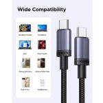 USB კაბელი UGREEN L528 (65832), 100W, Type-C to Type-C Cable, 1m, Grey/Black - Image 5