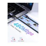 USB კაბელი UGREEN L528 (65832), 100W, Type-C to Type-C Cable, 1m, Grey/Black - Image 6