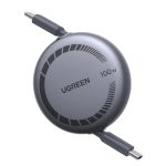 USB კაბელი UGREEN L531 (65905), 100W, Type-C to Type-C PD Fast Charging Retractable Cable, 1m, Grey/Black