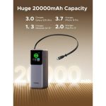 პორტატული დამტენი UGREEN PB726 (55987B) Nexode, 20000mAh, USB, Type-C, Power Bank With Retractable Type-C Cable, Grey - Image 5