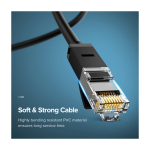ქსელის კაბელი UGREEN NW102 (20158) Cat6 Patch Cord UTP Lan Cable, 0.5m, Black - Image 4