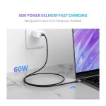 USB კაბელი UGREEN 50152 USB 2.0 C M/M Round Cable Nickel Plating Aluminum Shell 2m (Gray Black) - Image 2