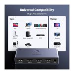 სვიჩი UGREEN CM624 (15604), 8k60hz HDMI 2.1 Switch With 1.5m Usb Power Cable, Grey - Image 3