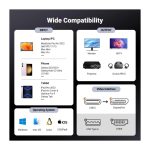 ვიდეო კაბელი UGREEN CM556 (25839), 8K, Type-C to DisplayPort, 3m, Black/Grey - Image 2