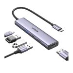 USB-C ჰაბი UGREEN CM478 (15495) Revodok 105, Type-C, USB, HDMI, PD, Hub, Grey