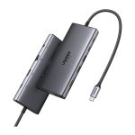 USB-C ჰაბი UGREEN CM639 (45520), Type-C, USB-A, HDMI, VGA, RJ45, SD/TF, 3.5MM, PD, 11-in-1 USB-C Hub, Grey