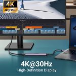 USB-C ჰაბი UGREEN CM478 (15495) Revodok 105, Type-C, USB, HDMI, PD, Hub, Grey - Image 9
