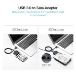 მყარი დისკის  წამკითხველი UGREEN CR108 (20611) USB 3.0 to SATA Hard Driver converter cable with 12V 2A power adapter 50CM - Image 4