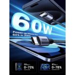 USB კაბელი UGREEN US261 (50150), 60W, Type-C To Type-C PD Fast Charging Cable 3A Max, 1M, Grey - Image 3