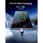 USB კაბელი UGREEN US261 (50150), 60W, Type-C To Type-C PD Fast Charging Cable 3A Max, 1M, Grey - Image 4