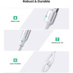 USB კაბელი UGREEN US288 (60131), USB-A 2.0 to Type-C Cable Nickel Plating Aluminum Braid, 1m, White - Image 2