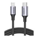 USB კაბელი UGREEN US304 (60760), MFi, Type-C to Lightning Cable, 1.5m, Black