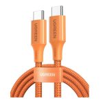 მობილურის კაბელი UGREEN L502 (95493), 100W, Type-C To Type-C PD Fast Charging Braided Cable, 1m, Orange